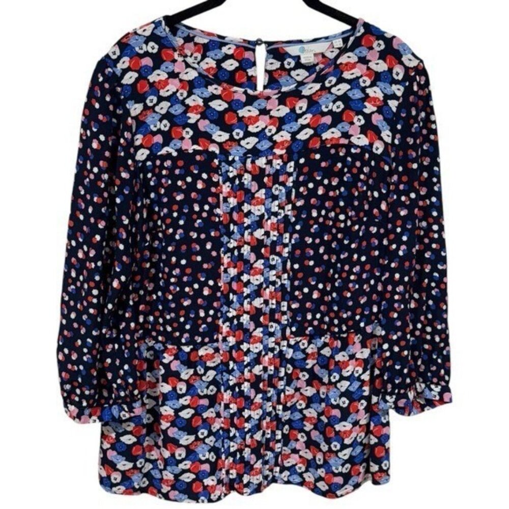 Boden Red White Pink and Blue Floral Babydoll Blouse Festival Party Bohemian 10 - Picture 2 of 10